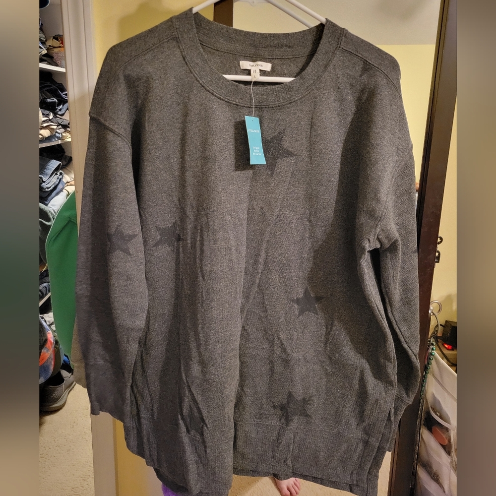 Maurices Charcoal Star Crewneck Sweater